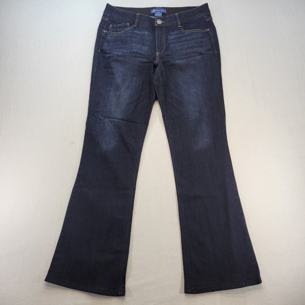 Democracy Bootcut Jeans Womens 12 Blue Ab Solution Mid Rise Stretch Dark Wash